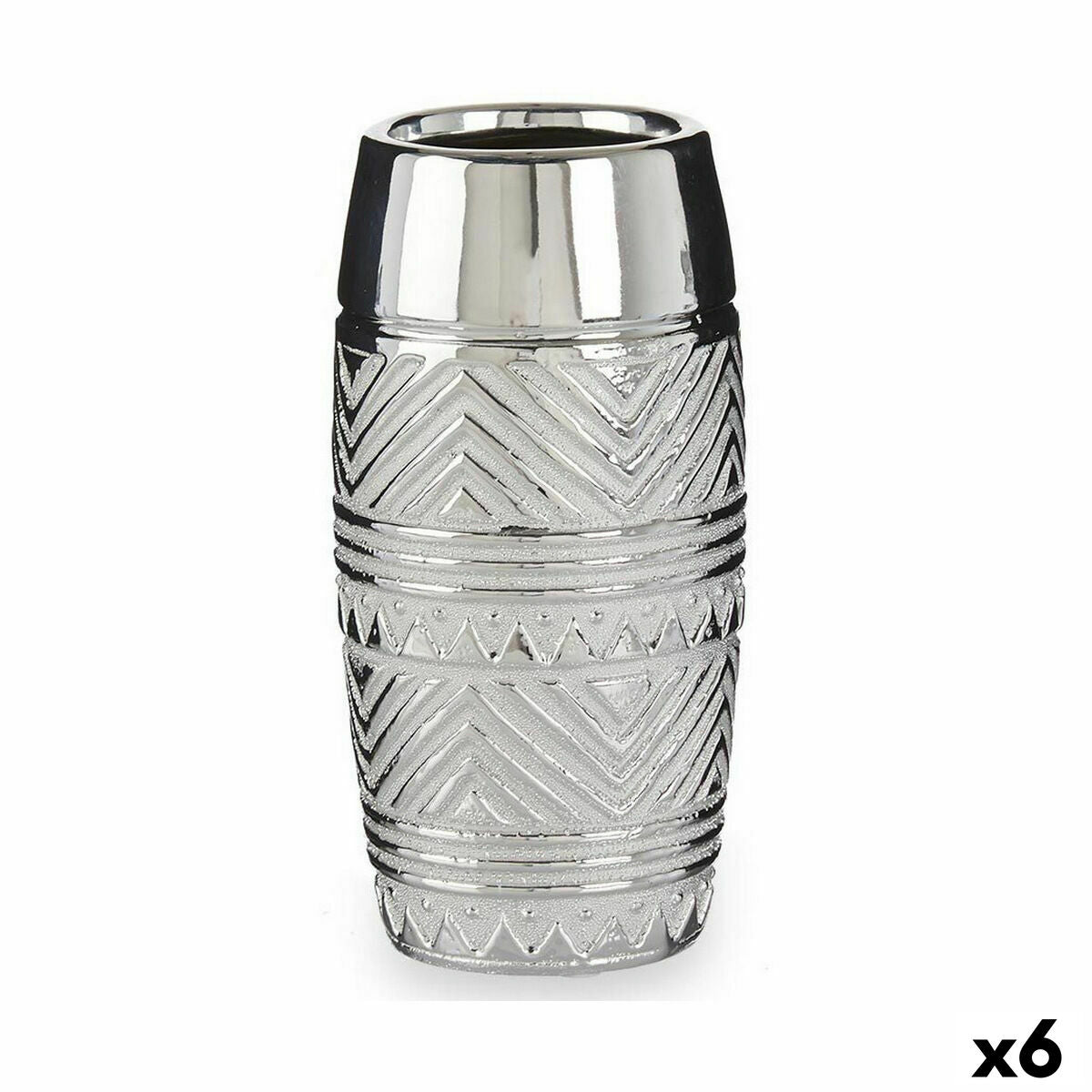 Maljakko Sylinteri Raidat Hopeinen Keraminen 11,5 x 23 x 11,5 cm (6 osaa)