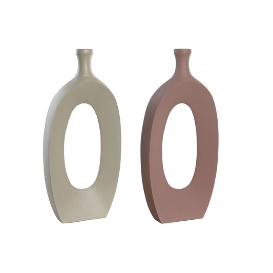 Maljakko DKD Home Decor 21 x 7 x 48 cm Beige Pinkki Alumiini (2 osaa)
